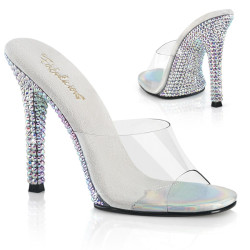 Fabulicious GALA-01DML Transparent Silver Strass Mules
