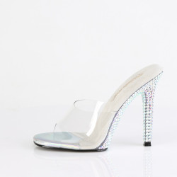 Fabulicious GALA-01DML Transparent Silver Strass Mules