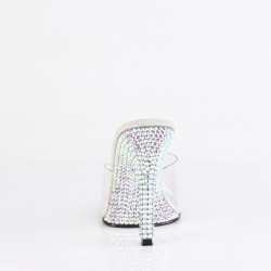 Fabulicious GALA-01DML Transparent Silver Strass Mules
