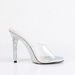 Fabulicious GALA-01DML Transparent Silver Strass Mules