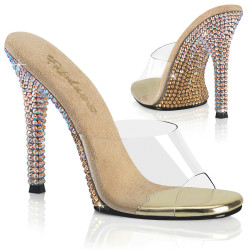 Fabulicious GALA-01DMM Transparent Gold Strass Mules