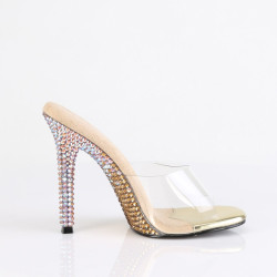Fabulicious GALA-01DMM Transparent Gold Strass Mules
