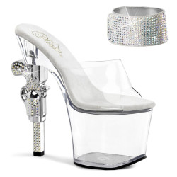 Pleaser REVOLVER-712 Gun Heeled Ankle Cuff Platform Mules