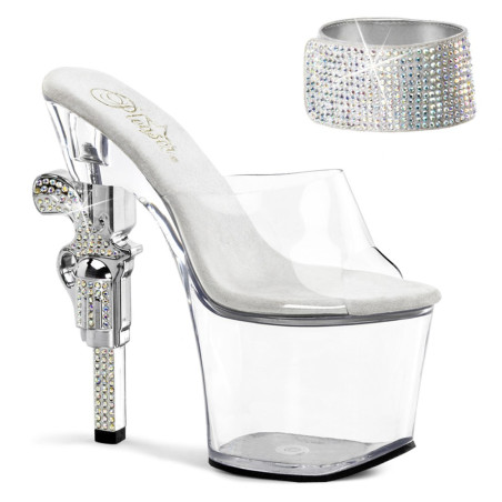 Pleaser REVOLVER-712 Gun Heeled Ankle Cuff Platform Mules