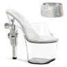 Pleaser REVOLVER-712 Gun Heeled Ankle Cuff Platform Mules