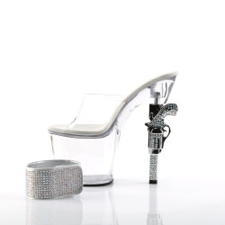 Pleaser REVOLVER-712 Gun Heeled Ankle Cuff Platform Mules