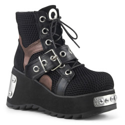 Demonia SCENE-53 Black Vegan Ankle High Platform Boots