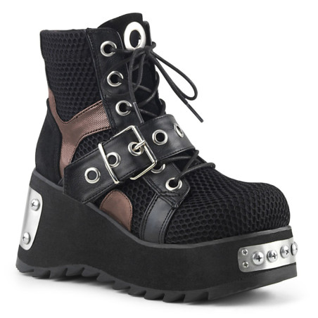 Demonia SCENE-53 Black Vegan Ankle High Platform Boots