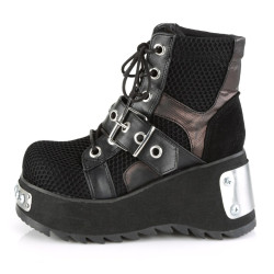 Demonia SCENE-53 Black Vegan Ankle High Platform Boots