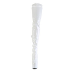 Pleaser FLAMINGO-3000 White Extreme Heeled Thigh Boots