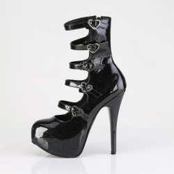 Bordello TEEZE-23 Black Glitter Patent Ankle Boots