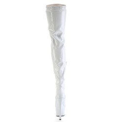 Pleaser FLAMINGO-3000 White Extreme Heeled Thigh Boots