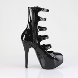 Bordello TEEZE-23 Black Glitter Patent Ankle Boots