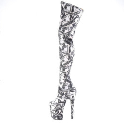 Pleaser FLAMINGO-3000DP White Black Fabric Sale Women