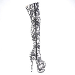 Pleaser FLAMINGO-3000DP White Black Fabric Sale Women