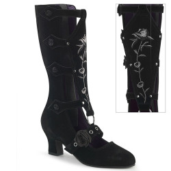 Demonia WHIMSY-118 Black Suede Goth Women Boots