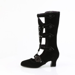 Demonia WHIMSY-118 Black Suede Goth Women Boots