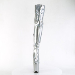 Pleaser FLAMINGO-3000HWR Silver Extreme Thigh Boots