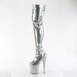 Pleaser FLAMINGO-3000HWR Silver Extreme Thigh Boots