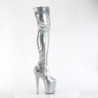 Pleaser FLAMINGO-3000HWR Silver Extreme Thigh Boots