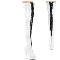 Pleaser DELIGHT-3027 White Black Patent Sale Women