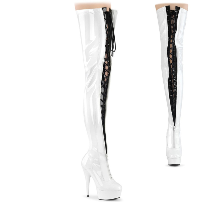 Pleaser DELIGHT-3027 White Black Patent Sale Women Pleaser DELIGHT-3027 White Black Patent Sale Women
