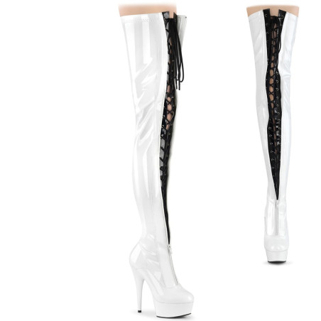 Pleaser DELIGHT-3027 White Black Patent Sale Women