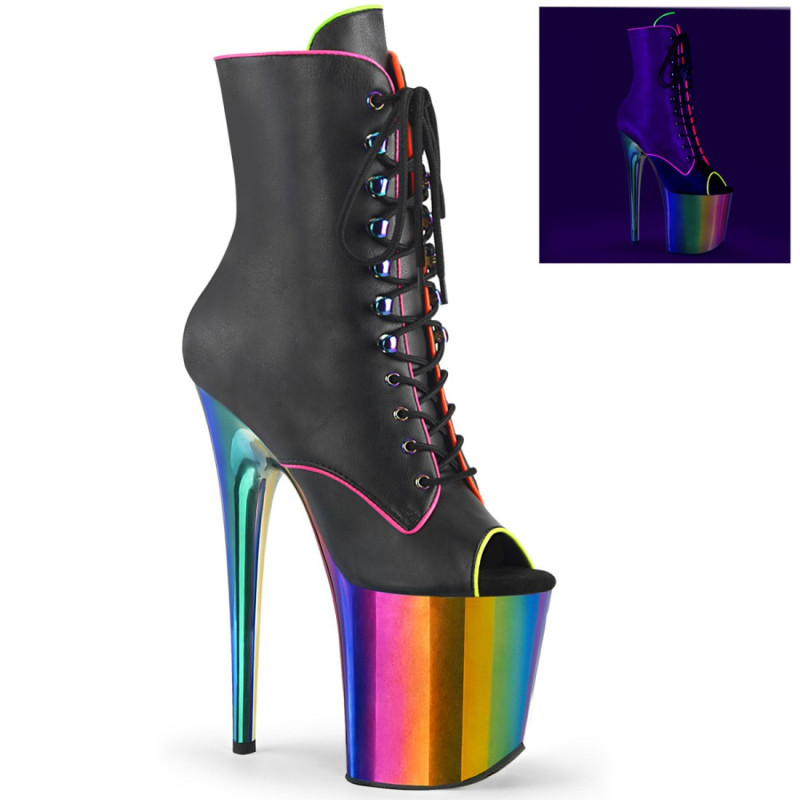 Pleaser FLAMINGO-1021RC-02 Black Patent Rainbow Chrome Pleaser FLAMINGO-1021RC-02 Black Patent Rainbow Chrome