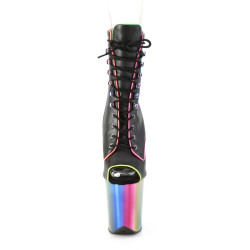Pleaser FLAMINGO-1021RC-02 Black Patent Rainbow Chrome
