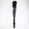Pleaser FLAMINGO-3020GP Black Glitter Heeled Thigh Boots