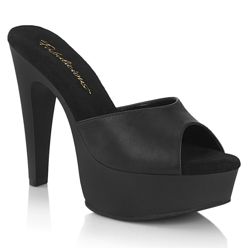 Fabulicious MARTINI-501 Black Vegan High Heeled Mules Fabulicious MARTINI-501 Black Vegan High Heeled Mules