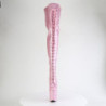 Pleaser FLAMINGO-3020GP Rose Glitter Heeled Thigh Boots