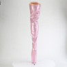 Pleaser FLAMINGO-3020GP Rose Glitter Heeled Thigh Boots