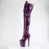 Pleaser FLAMINGO-3020GP Purple Glitter Heeled Thigh Boots