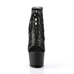 Pleaser ADORE-796LC Black Mesh Lace Heeled Ankle Boots