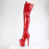 Pleaser FLAMINGO-3020GP Red Glitter Heeled Thigh Boots