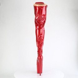 Pleaser FLAMINGO-3020GP Red Glitter Heeled Thigh Boots