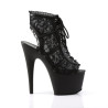 Pleaser ADORE-796LC Black Mesh Lace Heeled Ankle Boots