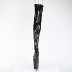 Pleaser FLAMINGO-3021GP Black Glitter Laced Thigh Boots
