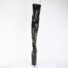 Pleaser FLAMINGO-3021GP Black Glitter Laced Thigh Boots
