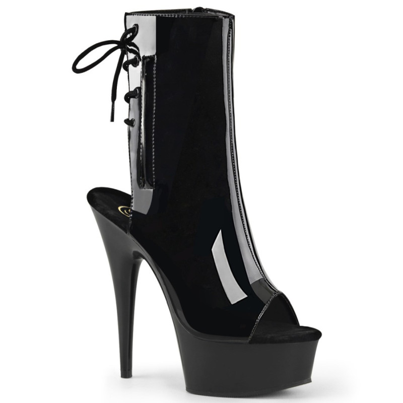 Pleaser DELIGHT-1018 Black Patent Women's Ankle Boots Pleaser DELIGHT-1018 Black Patent Women's Ankle Boots