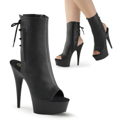 Pleaser DELIGHT-1018 Black Vegan Leather Ankle Boots