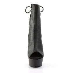 Pleaser DELIGHT-1018 Black Vegan Leather Ankle Boots