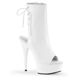 Pleaser DELIGHT-1018 White Vegan Leather Ankle Boots