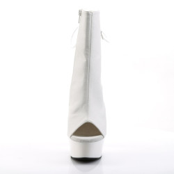 Pleaser DELIGHT-1018 White Vegan Leather Ankle Boots