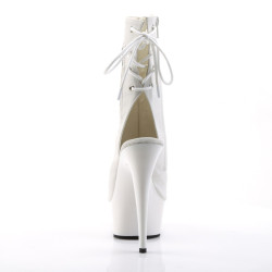 Pleaser DELIGHT-1018 White Vegan Leather Ankle Boots