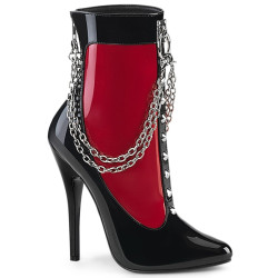Devious DOMINA-1033 Black-Red Patent Heeled Ankle Boots