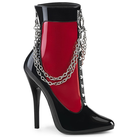 Devious DOMINA-1033 Black-Red Patent Heeled Ankle Boots