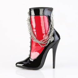 Devious DOMINA-1033 Black-Red Patent Heeled Ankle Boots