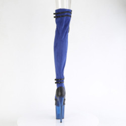 Pleaser FLAMINGO-3027 Blue Vegan Suede Black Leather